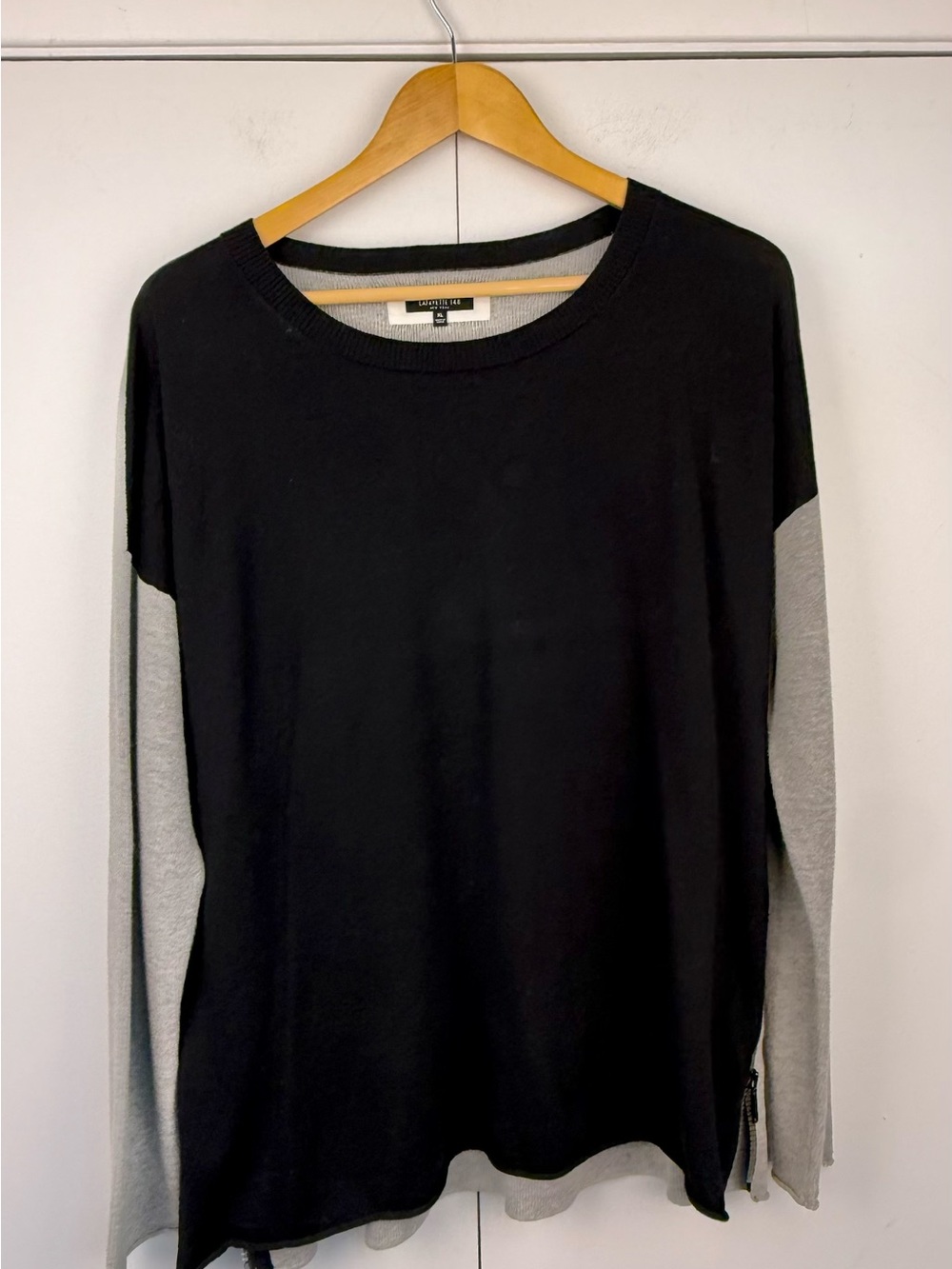 Lafayette 148 Cotton Cashmere Colorblock Side Zip Sweater XL
